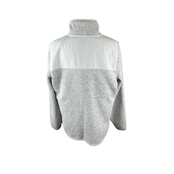 L.L.Bean Sweater Fleece Full-Zip Overlay Jacket Women's large Heather Gray Logo - Picture 3 of 6